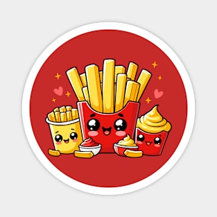 Cute French Fries with Ketchup and Mayonnaise Magnet